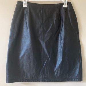 Genuine black leather pencil skirt